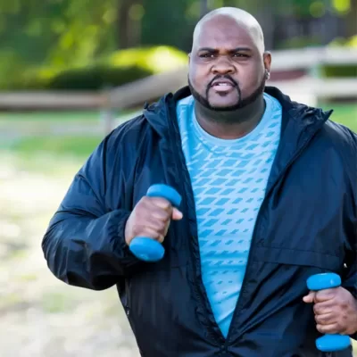 Obese male running