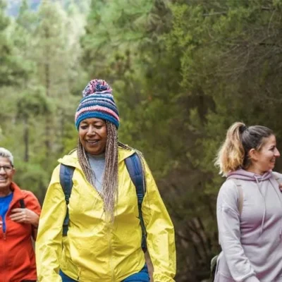 A group enjoying a walk in the park