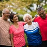 Smiling older adults friends