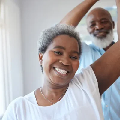 A couple dancing and happy