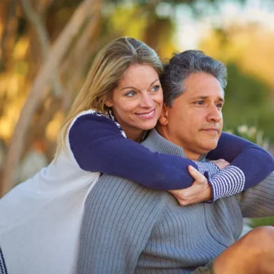 Female ad male couple hugging each other in the park